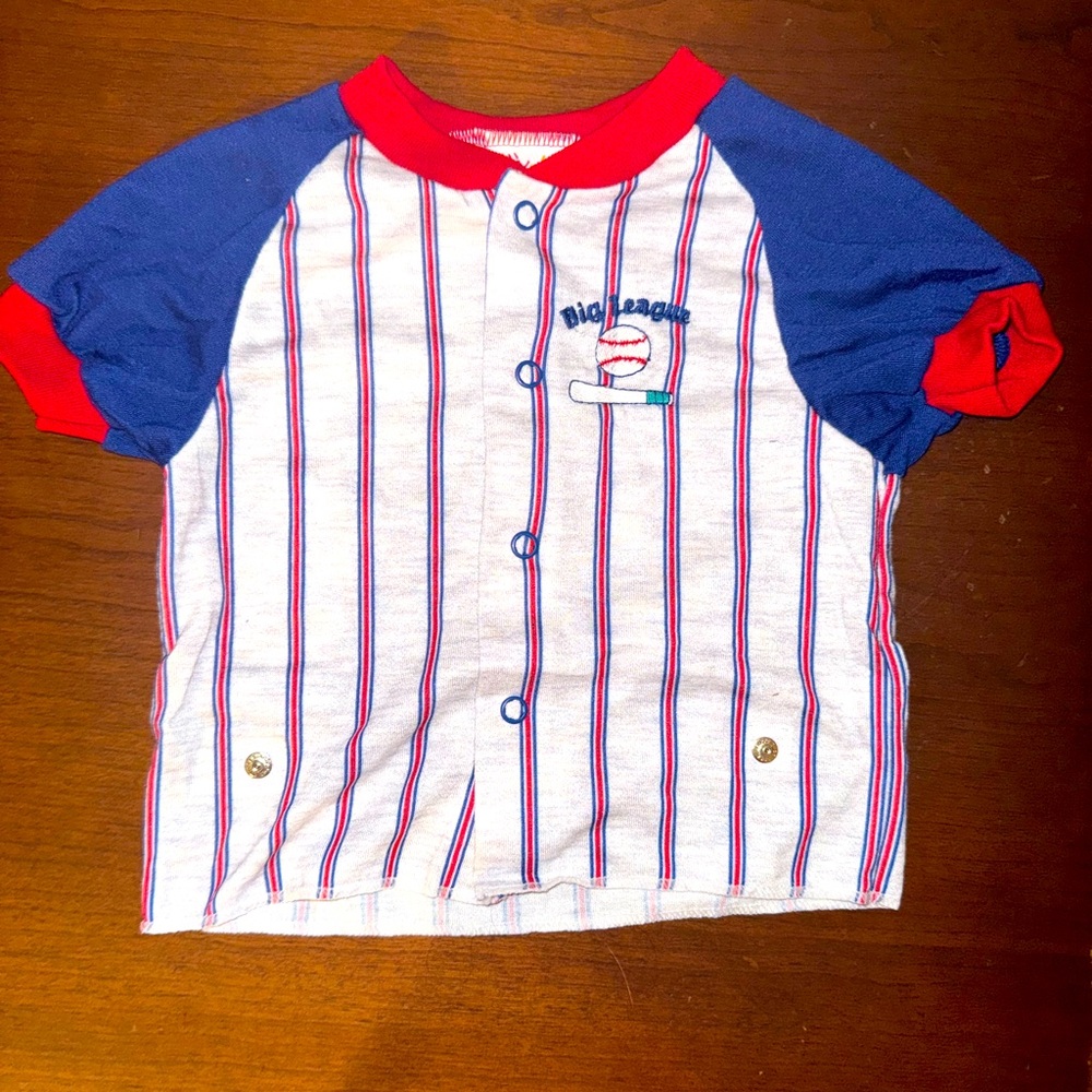 Vintage Carters 18-24m Button Down Baseball Shirt EUC